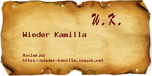 Wieder Kamilla névjegykártya